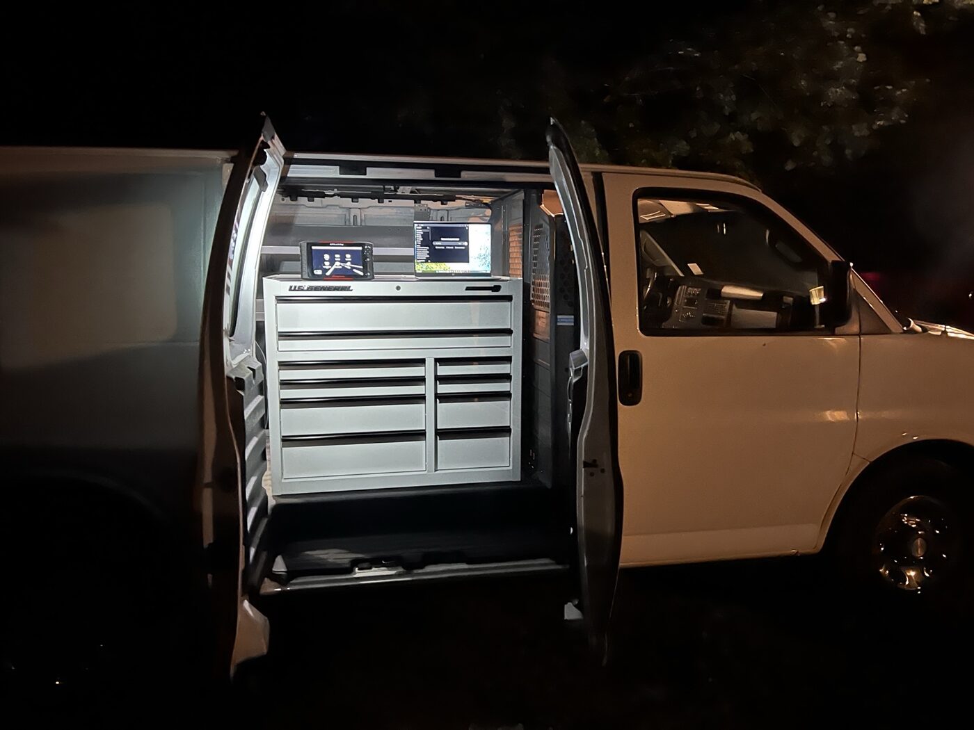Precision Auto Service van with diagnostic tools and toolbox